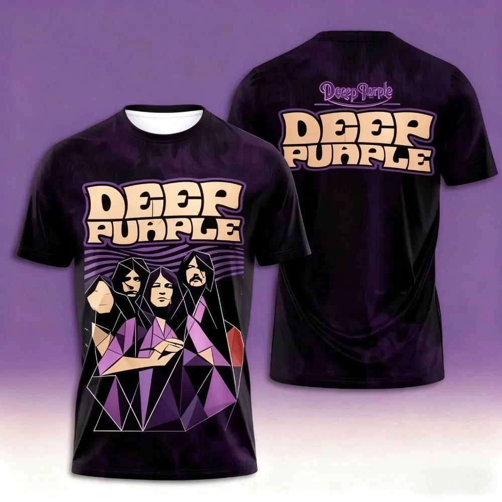 Deep Purple Band 3D Print T-shirt Unisex Fashionable Short-sleeved Casual T-shirt Hip-hop T-shirt Pink Menswear T-shirt