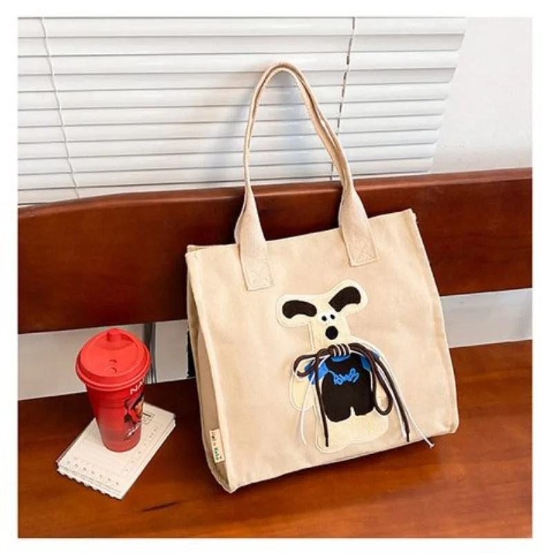 Wallace&Gromit animation peripheral creative cartoon cute student shoulder large capacity daily commuting zipper canvas bag gift