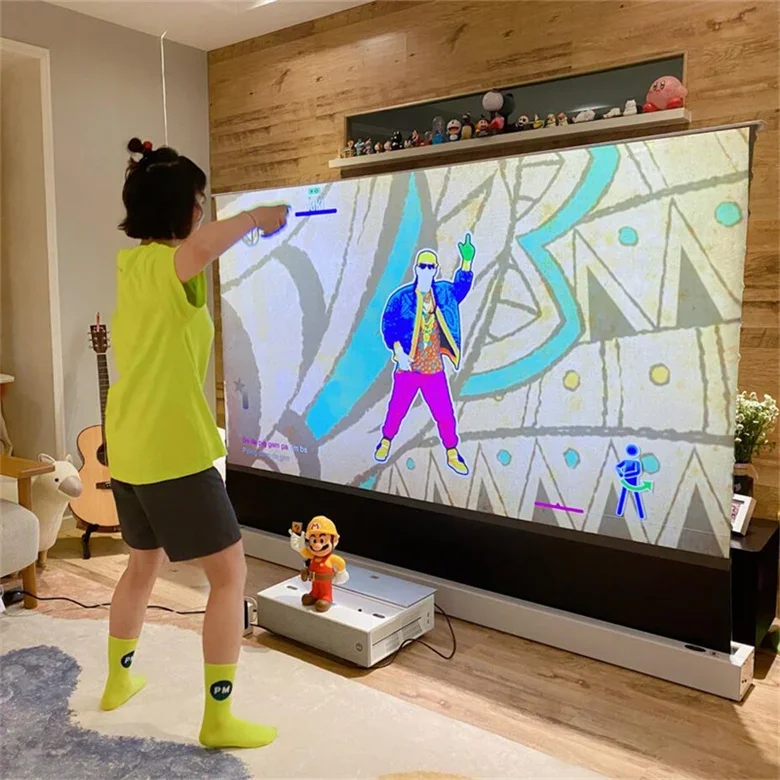 Xijing U1 120จอโปรเจคเตอร์4K แบบตั้งพื้นใช้มอเตอร์แบบพกพาผลิตจากประเทศจีน