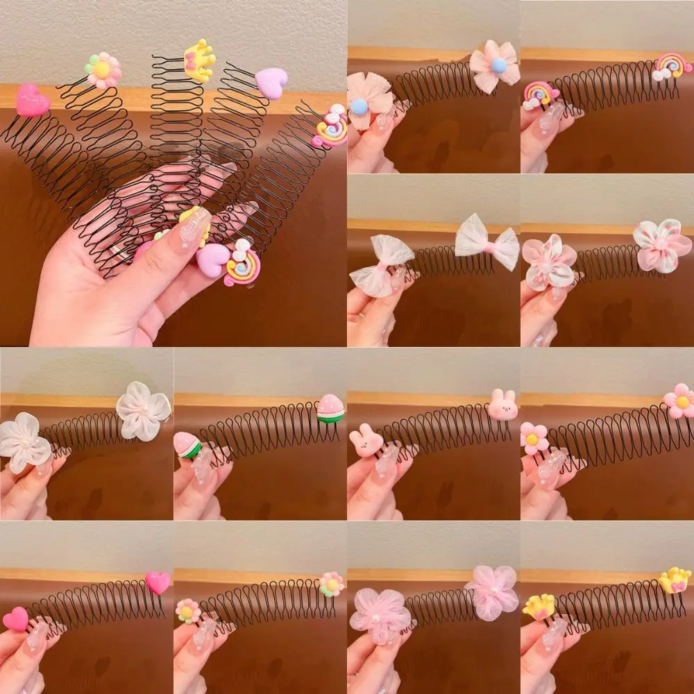 

Cute Spring U Shape Hair Styling Comb Teeth Fixed Combs Invisible Extra Hair Holder Rainbow Crown Decoration