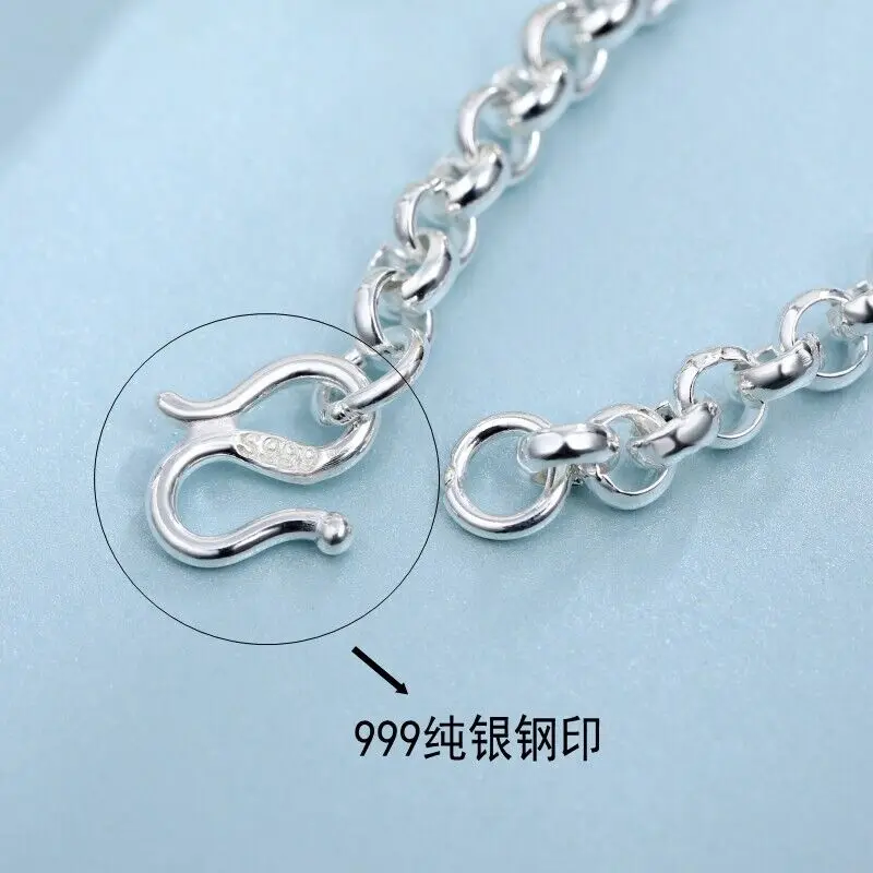 

Real 999 Fine Silver 5mm ROLO Link Bracelet 7.09inch Recommend