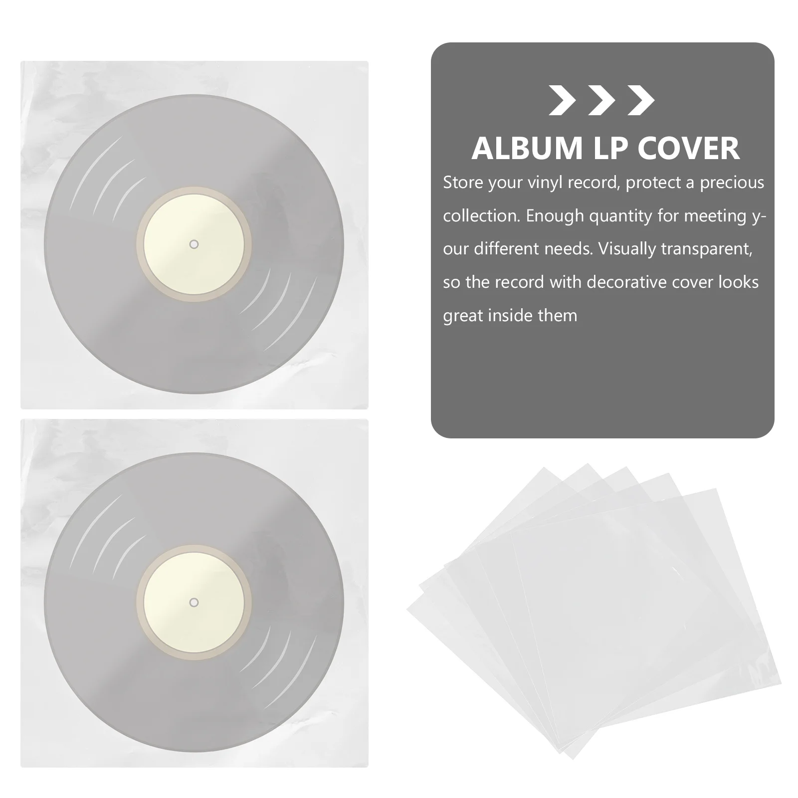 

50Pcs Black Vinyl Record Sleeves Crystal Clear Protective Covers for 12Inch Album Outer Sleeves Vinyl Record Cover Clear