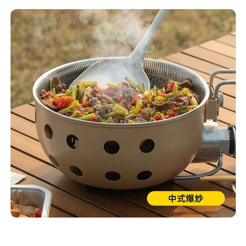 Outdoor integrated pot camping cooker does not contain gas tank