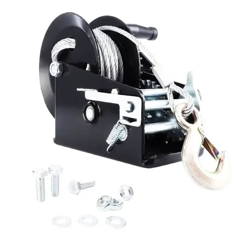 Small Portable Ratchet Winch for Boat Hand-Operated Steel Wire Pulling Webbing Winch