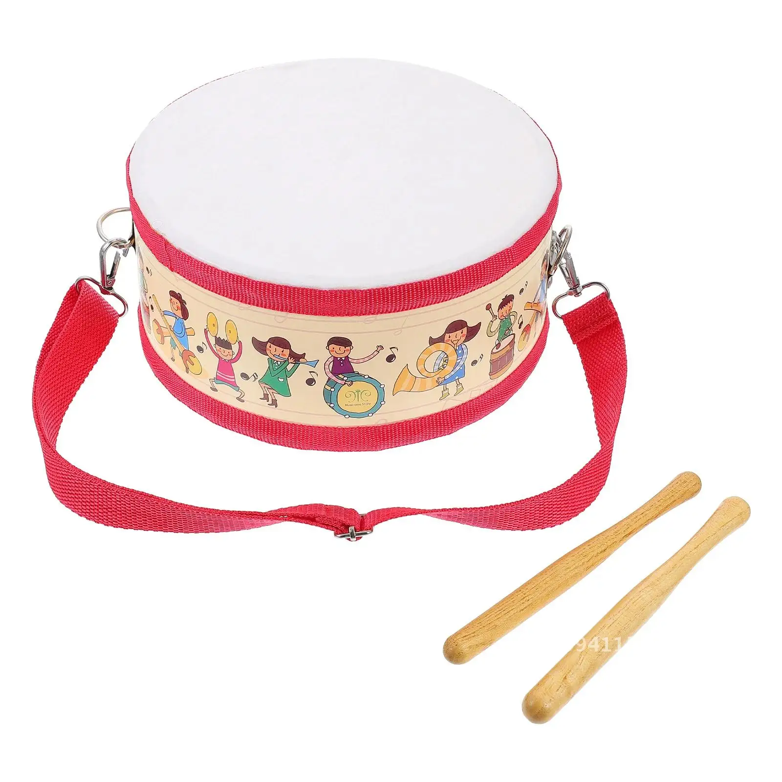 Children's Snare Drum Wooden Toy Knocking Kids Portable Instrument Double-sided Musical