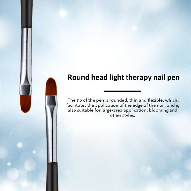 Nylon Hair Round Head Single Nail Painting Pen Nail Flat Head Phototherapy Pen Nail Brush Tool Nail Art Pen for Nail Design