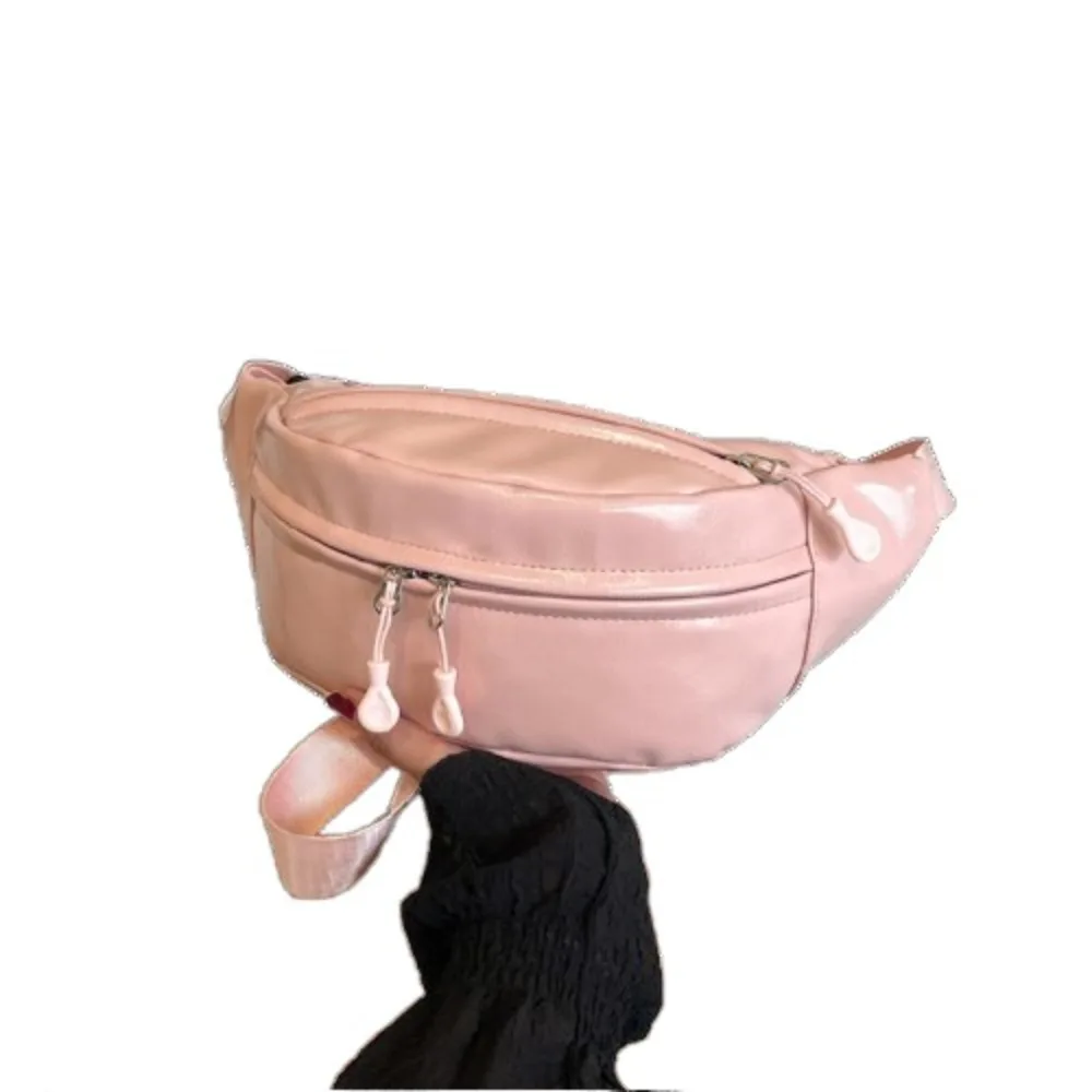 

Niche Designe PU Leather Women's Fanny Pack Zipper Korean Style Sports Shoulder Bag Soft Large Capacity Women Chest Bag Travel