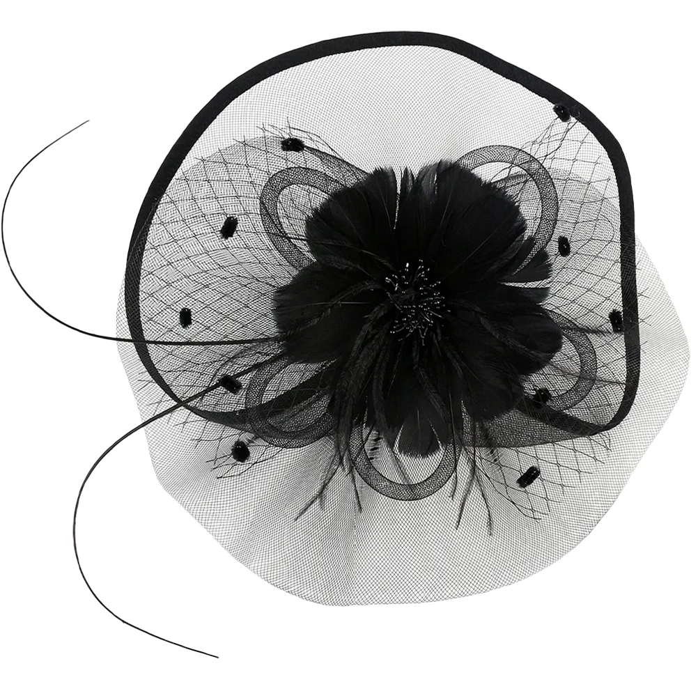 

European and American Cocktail Party Hat Bride Hair Ribbon Lace Mesh Headband Tea for Women