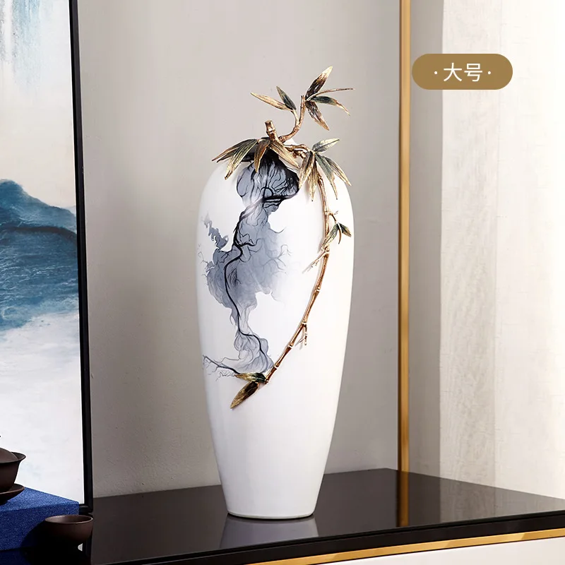 White round ceramic Chinese enamel hand-painted art porcelain decorative vase entrance entrance ornament advanced sense