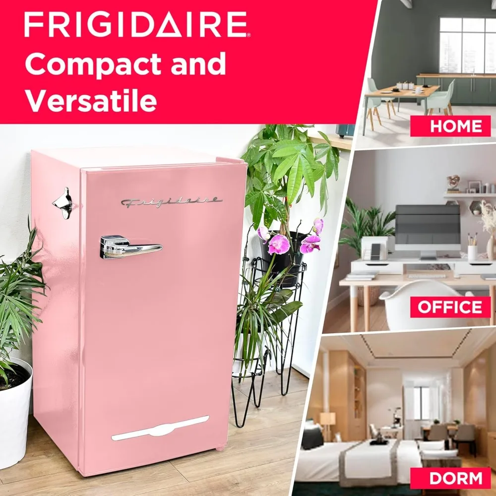 Retro Compact Fridge with Chiller, 3.2 cu ft Countertop Fridge with Built-In Bottle Opener, Compact Refrigerator for Office