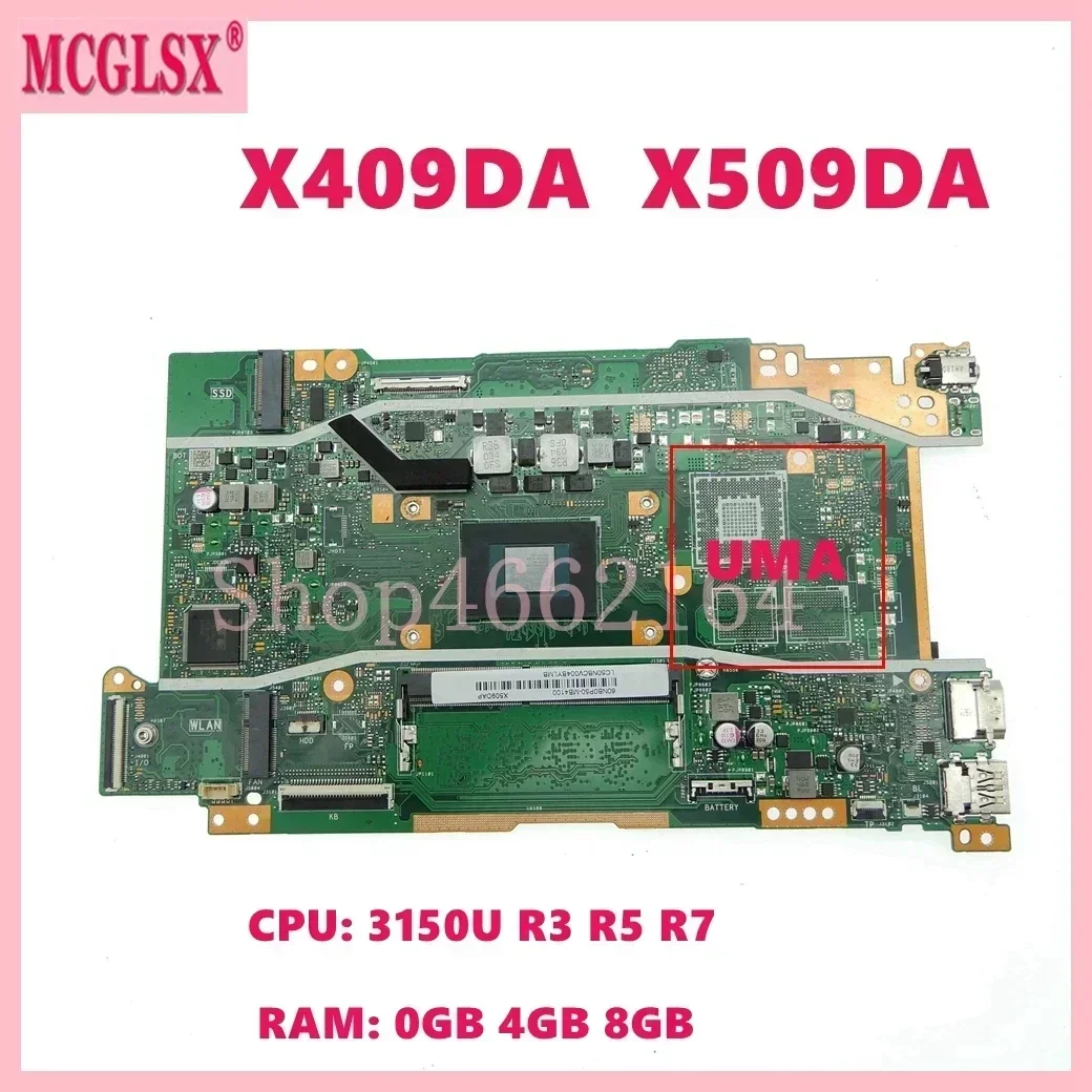 X409DL com R3 R5 R7 CPU Laptop Placa-mãe Para ASUS X409DA X409DJ/DL D409DA X509DA X509DL X509DJ D509DA M409DA M509DA Placa-mãe