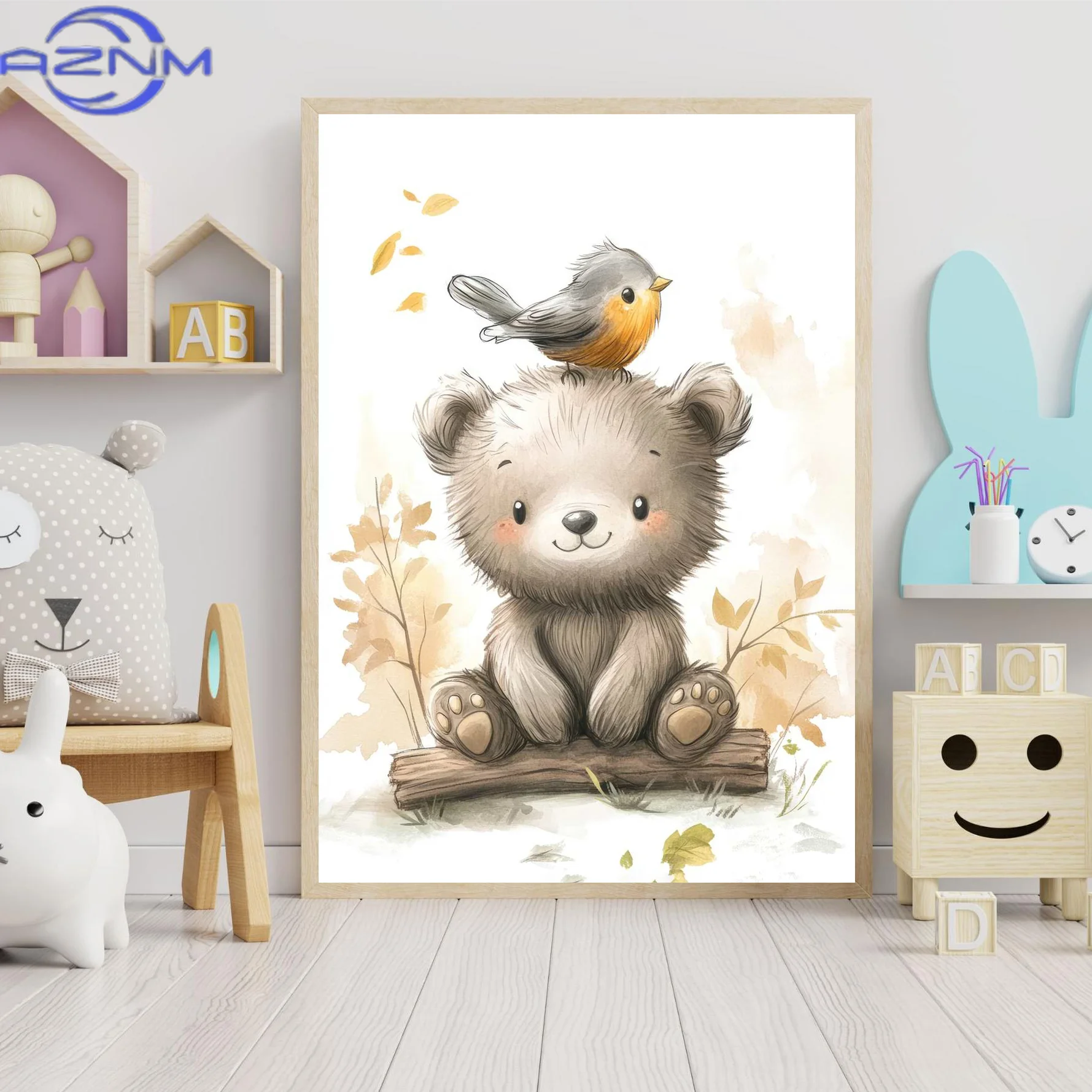 AZNM สไตล์โบโฮการ์ตูนภาพประกอบ - Baby Nursery Animal Pictures บทวิจารณ์และราคา