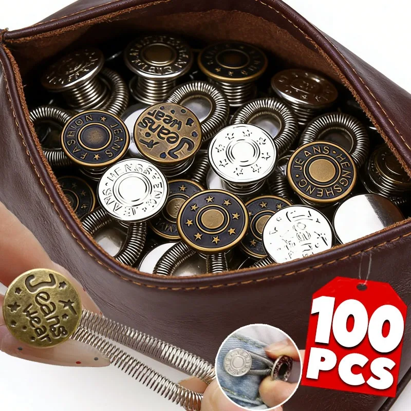 

5-100 шт. Эластичные расширители талии на кнопках с пружинным механизмом для брюк и юбок: комфорт и удобство