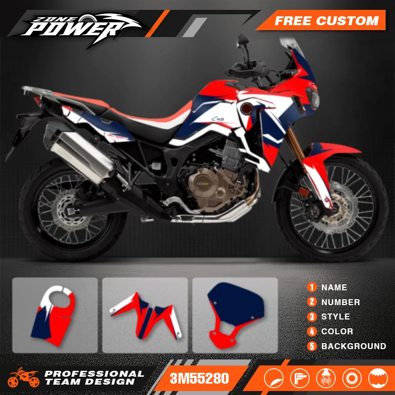 Powerzone Custom Graphics Decals Stickers Kit For Honda CRF1000L AFRICA TWIN Motorcycle 02