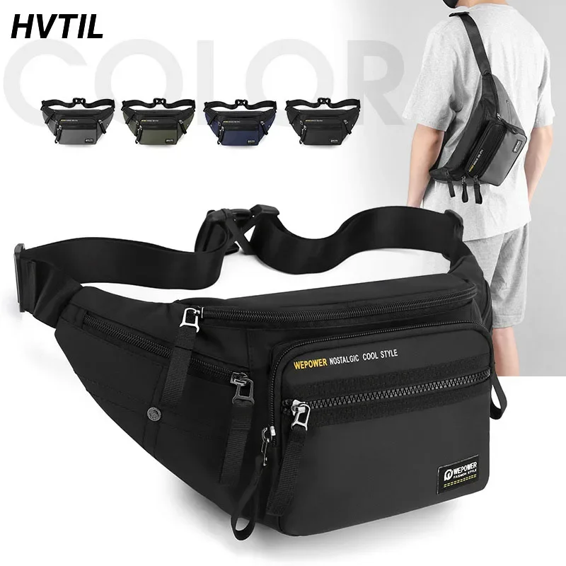 HVTIL impermeável Fanny Pack para homens, alta qualidade, mensageiro, negócios, grande capacidade, bolsa de peito para telefone, cinto de combate de