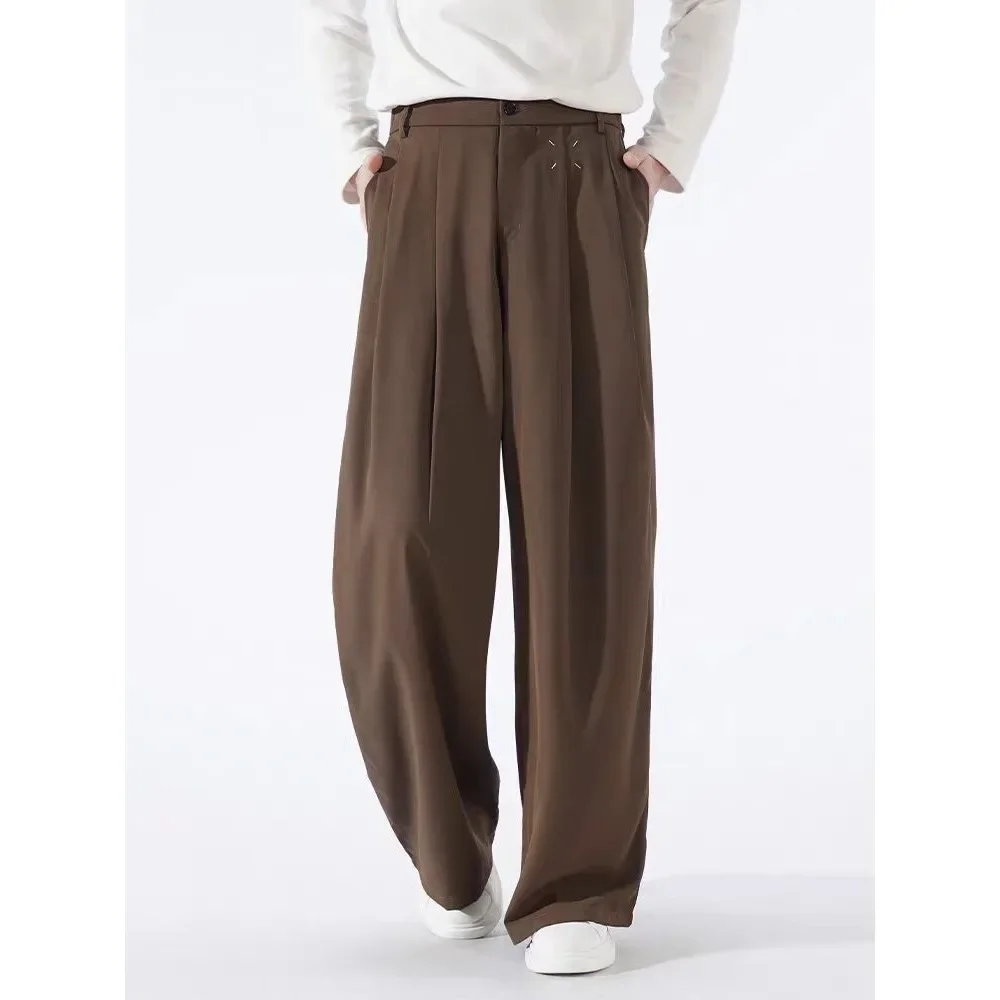 Women's Korean Loose Black Suit Pants High Waist Draped Straight Trousers Elegant Office Work Casual Streetwear Spring Summer