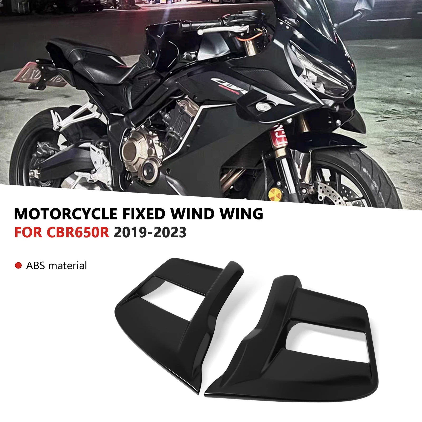 

For Motorcycle Front Fixed Wing Front Spoiler Winglet Frontal Aerodynamic Side Wing Kit CBR650R 2023 CBR 650R 2019-2023