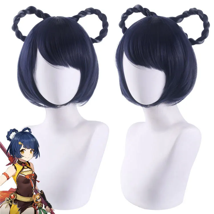 

Wig Genshin Impact Xiangling Cosplay Detachable Eight-character Style Short Hair Game And Anime Style Separable