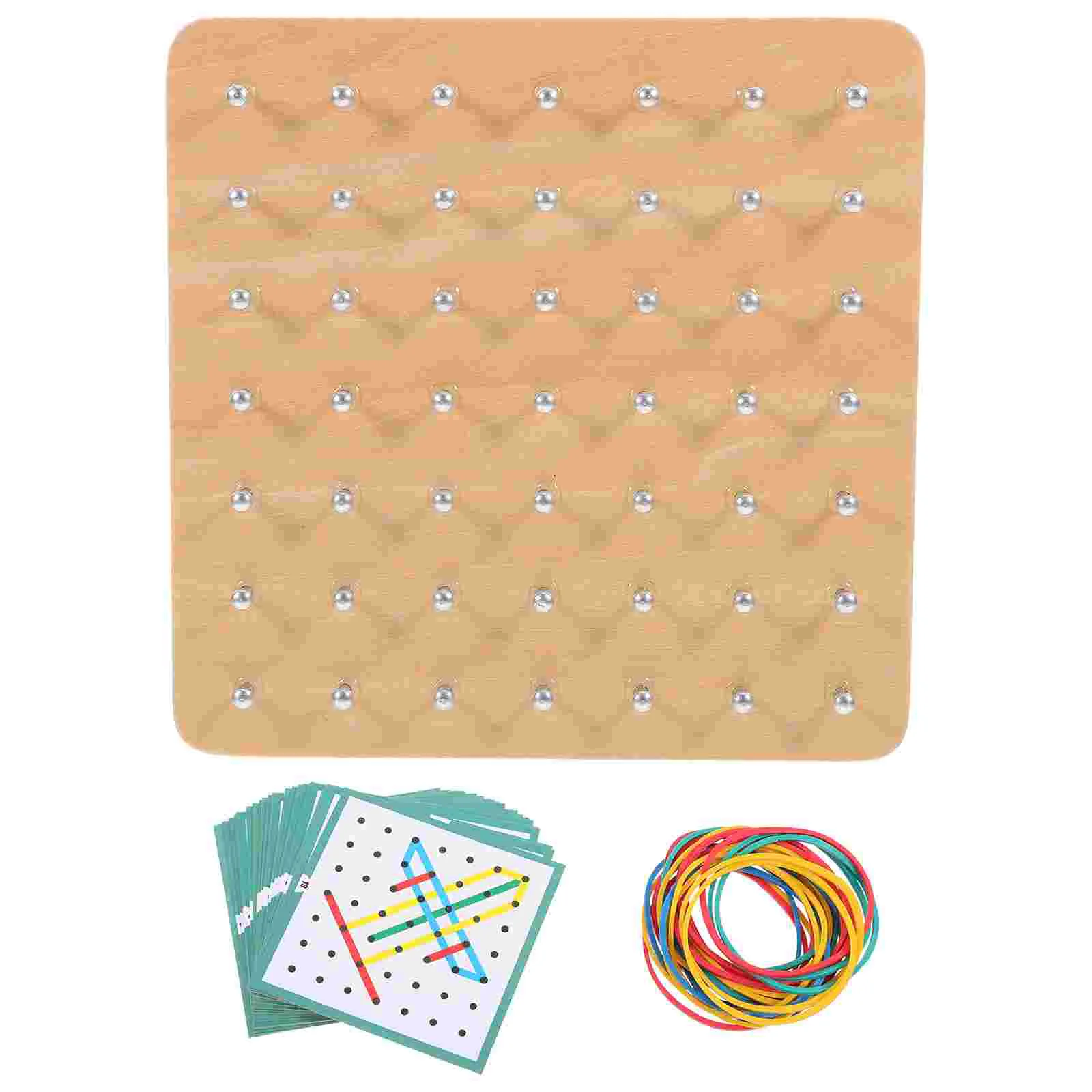 Graphic Nail Board Educational Wood Geoboard Geometry Learning Tool Teaching Aids