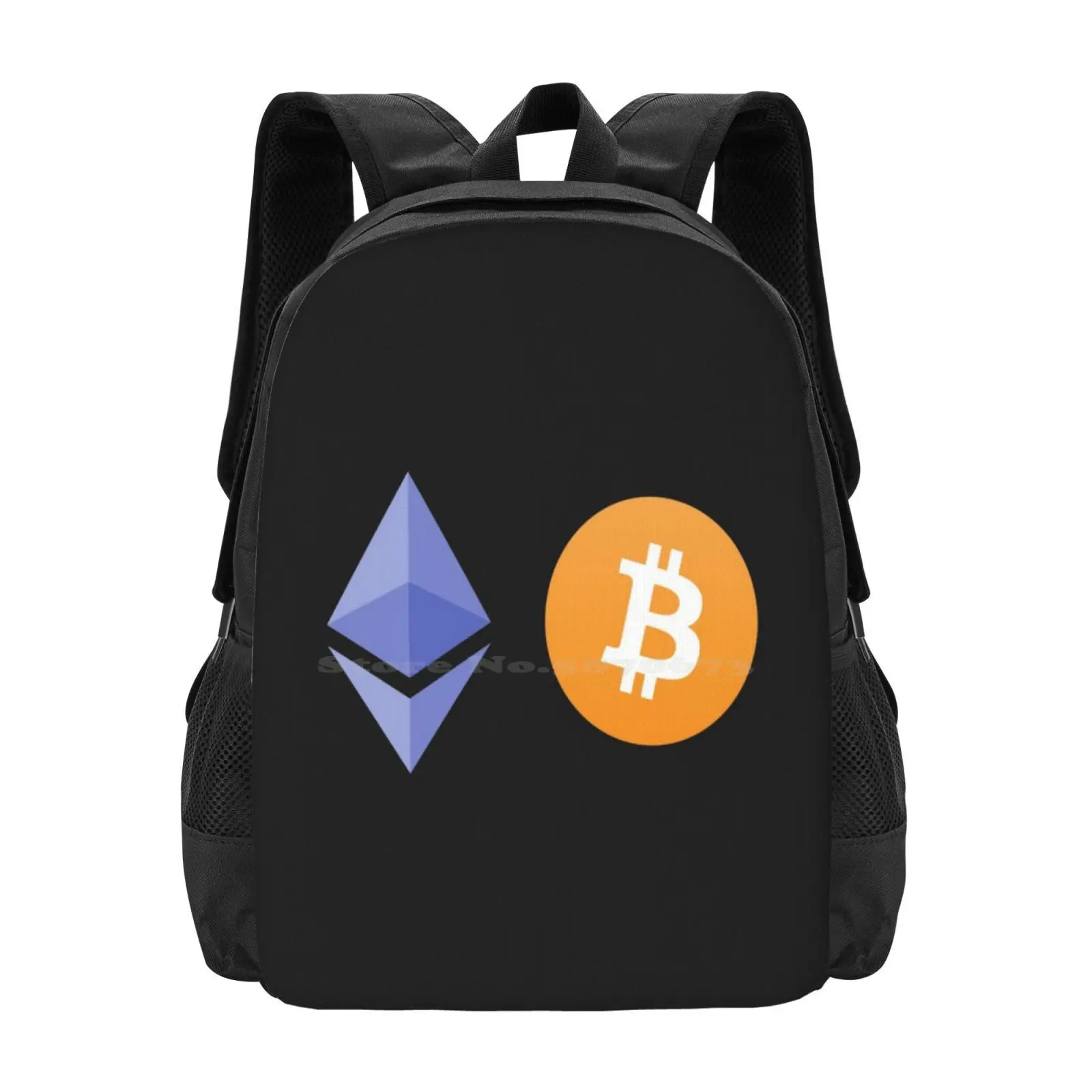 Bitcoin And Ethereum Backpacks For School Teenagers Girls Travel Bags Bitcoin Ethereum Cryptocurrency Money Birthday Like