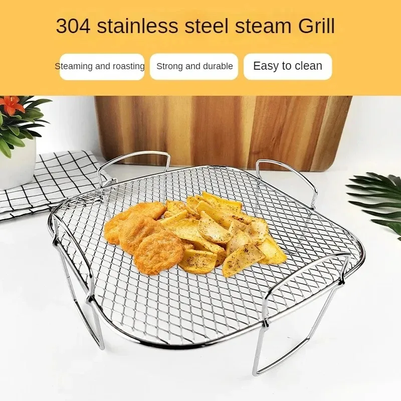 Air Fryer Rack Grilling Rack Stainless Steel Stackable Multi-Purpose Cooking Rack Toast Rack Basket Tray Air Fryer Accessories