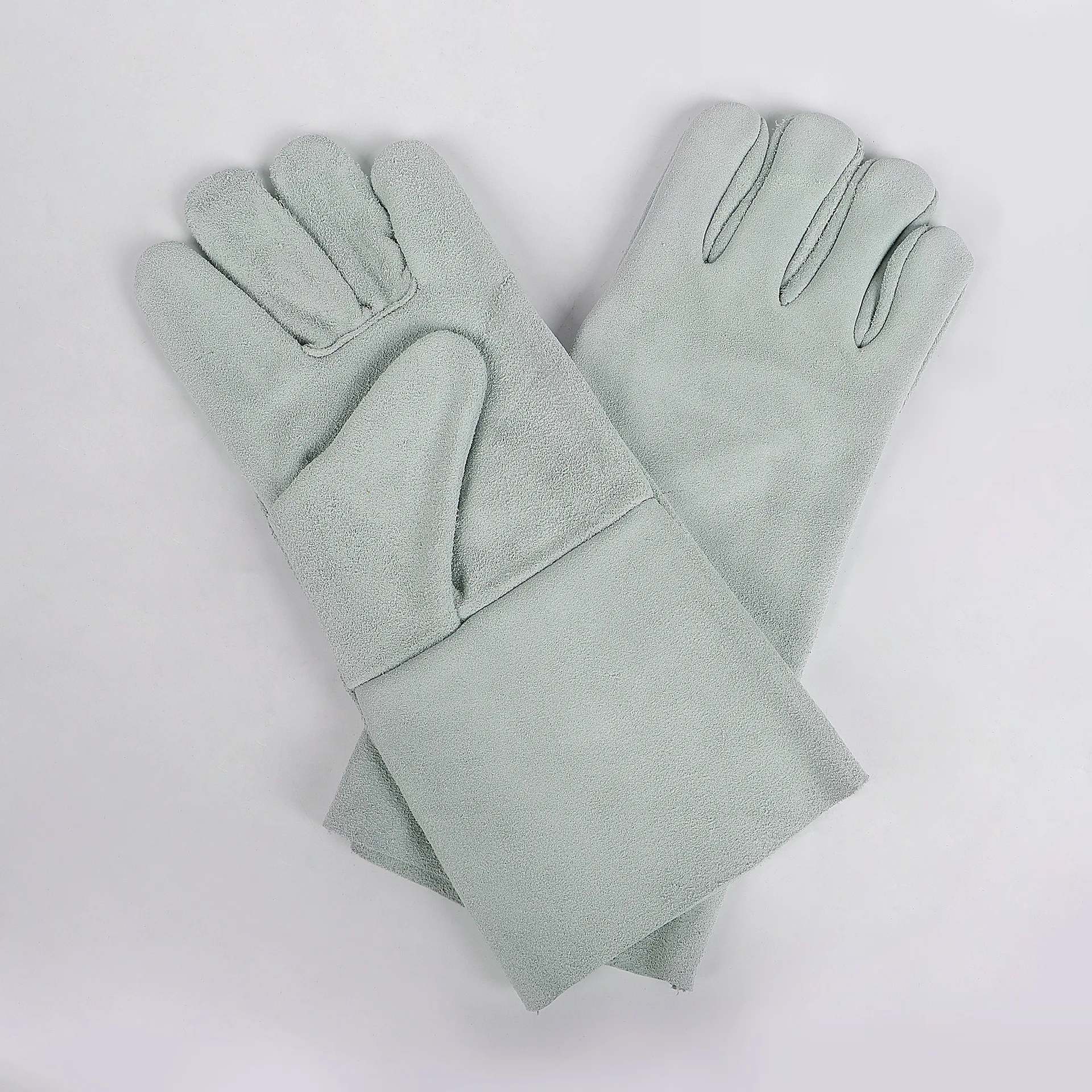 Canvas Sleeve Wear-resistant Anti-hot Cow Leather Long Section Welding Gloves Welder Welding Special-purpose Gloves