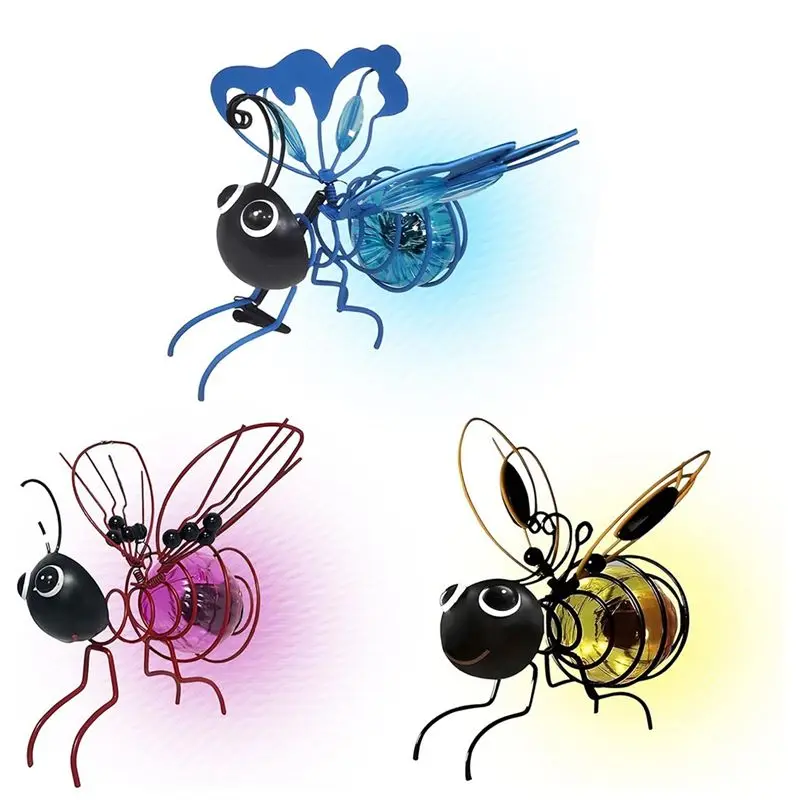 [NEW!A93G】 Solar Bee Simulation Lights, Outdoor Hanging LED Bees Garden Decoration Lantern For Outside, Insect Bugs Night Light