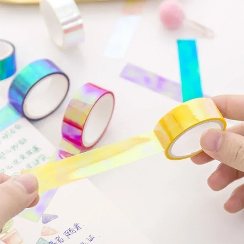 Colorful Shining Rainbow Laser Decorative Adhesive Tape DIY Scrapbooking Sticker Label Handmade Decorative Tape