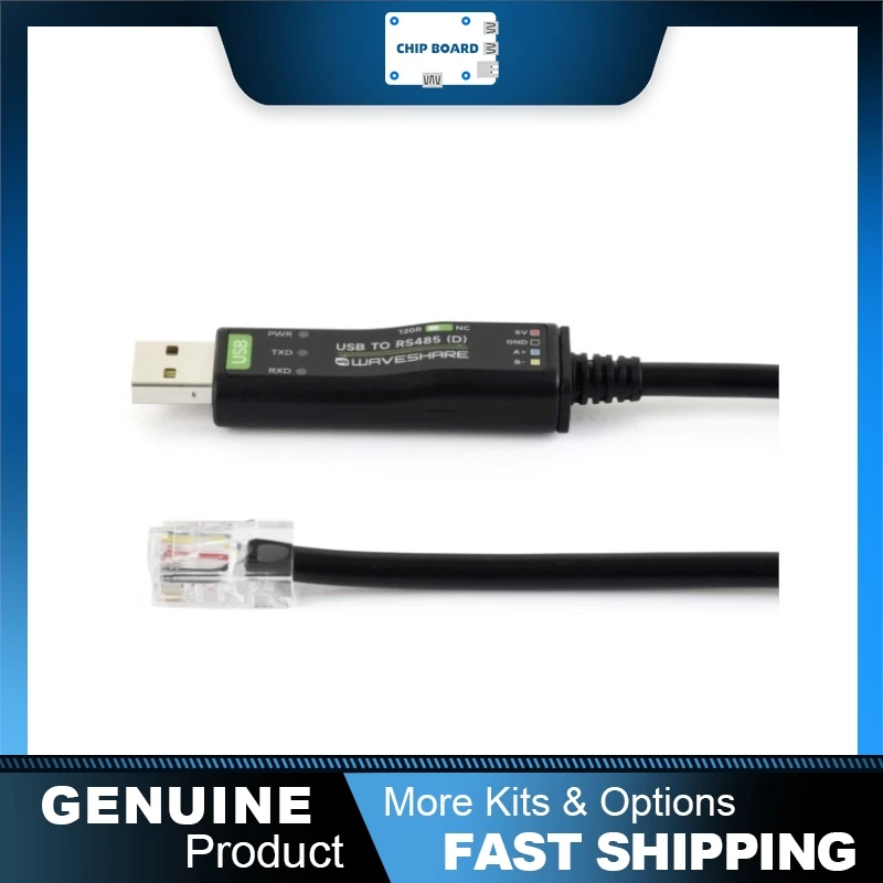 Waveshare USB RS485 Isolated Adapter, FT232RNL Bidirectional Converter with RJ45 T568B Port and 2m Cable
