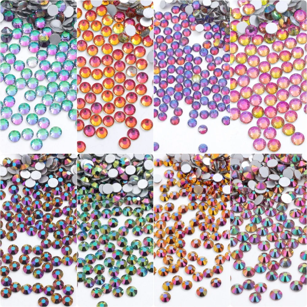 SS3-30 Glass Coating Color Non HotFix Flatback Rhinestones Crystal Nail Art Decoration Accessories Sticker Glitter Stone Diamond