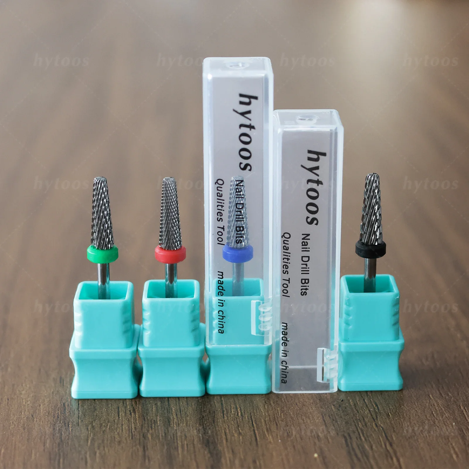 HYTOOS 4mm 5 in 1 Nail Drill Bits Professional Acrylic Carbide Bits Manicure Gel Polish Remover Tool Electric Drills Accessories