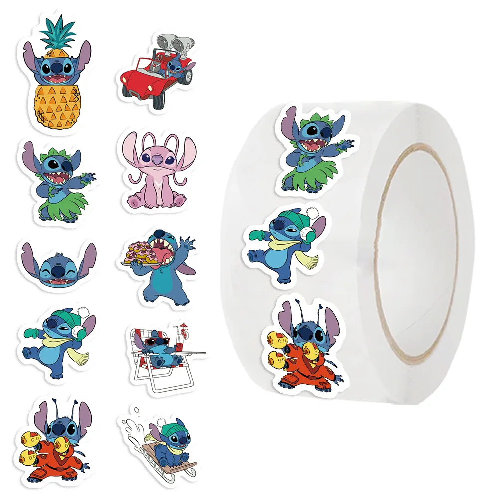 500 uds/rollo de pegatinas de dibujos animados de película de Disney, pegatinas impermeables DIY Graffiti para teléfono, portátil, equipaje, guitarra, cuaderno, juguetes para niños