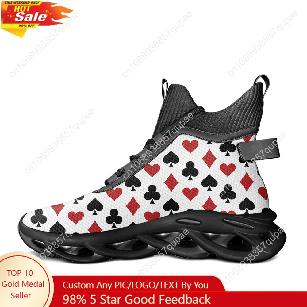 

Playing Card White Cloth 3D Print High Top Flats Sneakers Men Women Hiking Sneakers Travel Mountaineering Shoes Running Shoes