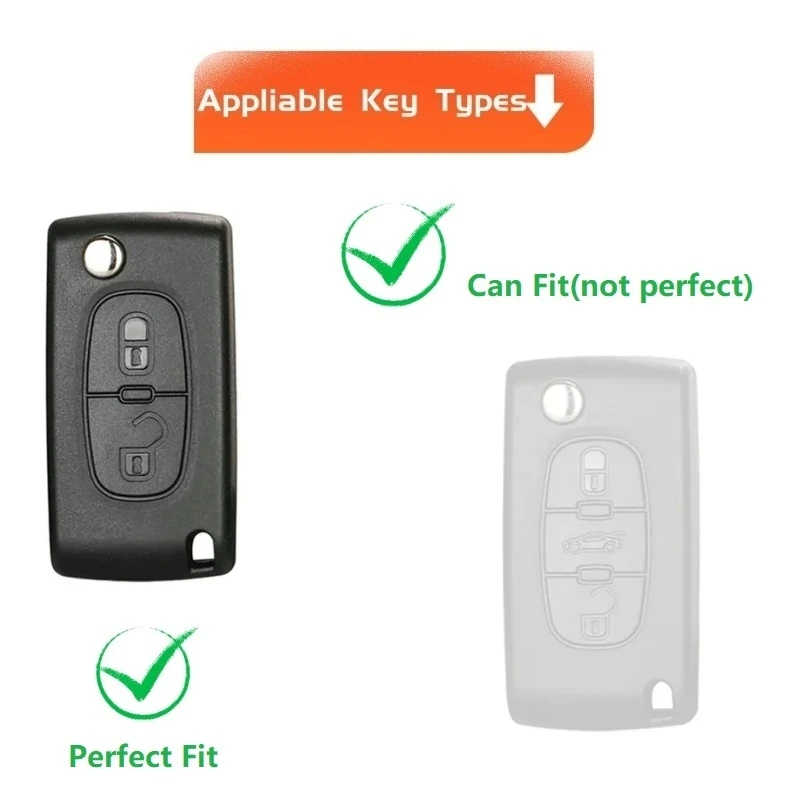 TPU Key Fob Case Cover with Keychain For Peugeot 207 307 308 407 408 3008 5008 Citroen C2 C3 C4 C5 C6 C8 Car Accessories