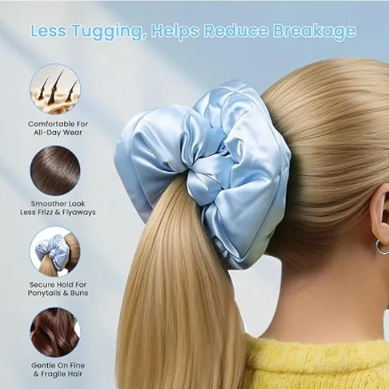 

Silk Scrunchies For Girls Hair Tie For No Crease Ponytail Bun 30 Momme Mulberry Silkly With Filling Puffy Volume Gentle Stretch