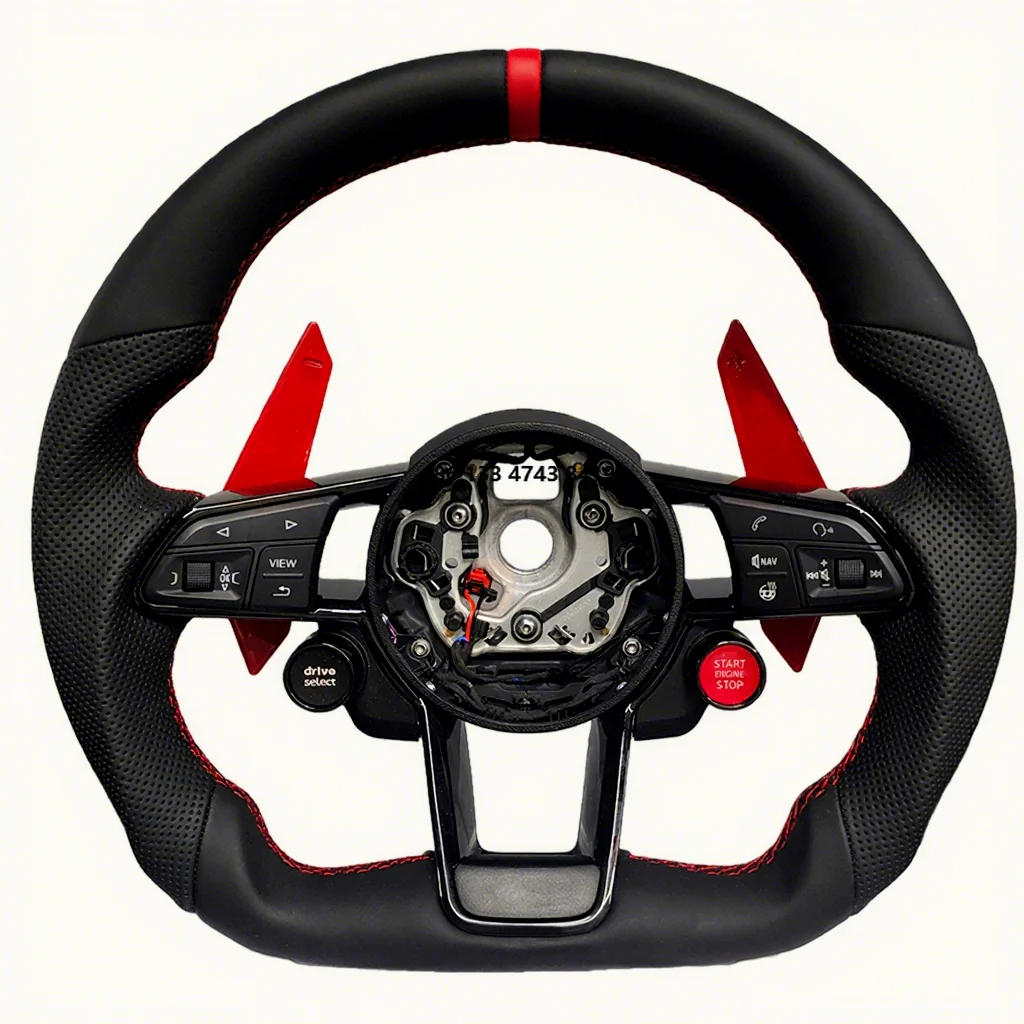 

A1 A3 A4 A5 A6 A7 RS R8 RS3 C7 Q5 Q7 S3 8V B8 B9 S4 Q3 Q8 TT models custom full leather steering wheel