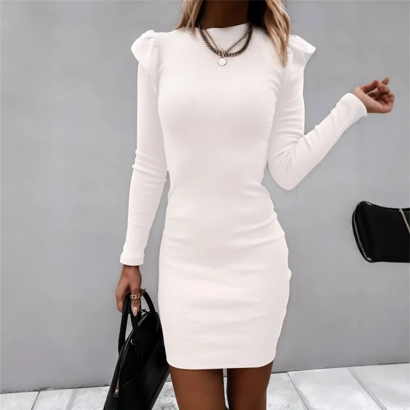 فستان Bodycon محبوك بأكمام طويلة فستان طويل للنساء