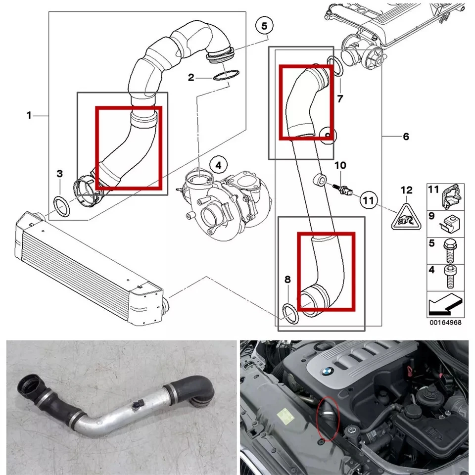 Fit 2004-2010 BMW E60/E61 530d 525d 535d 5 Series 5 Intercooler de silicone Turbo Mangueira
