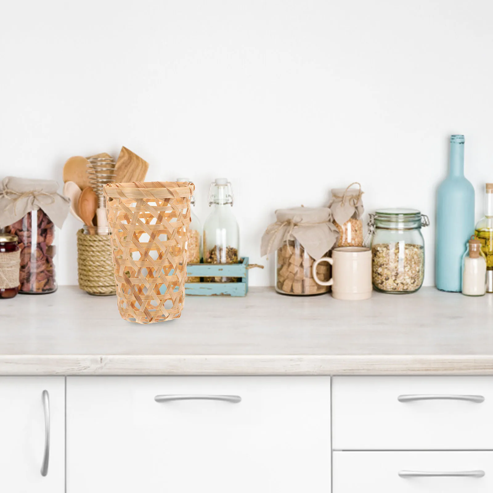 

3Pcs Bamboo Woven Basket Rustic Fruit Vegetable Organizer Egg Holder Multi-Purpose Storage Basket Fruit Holder