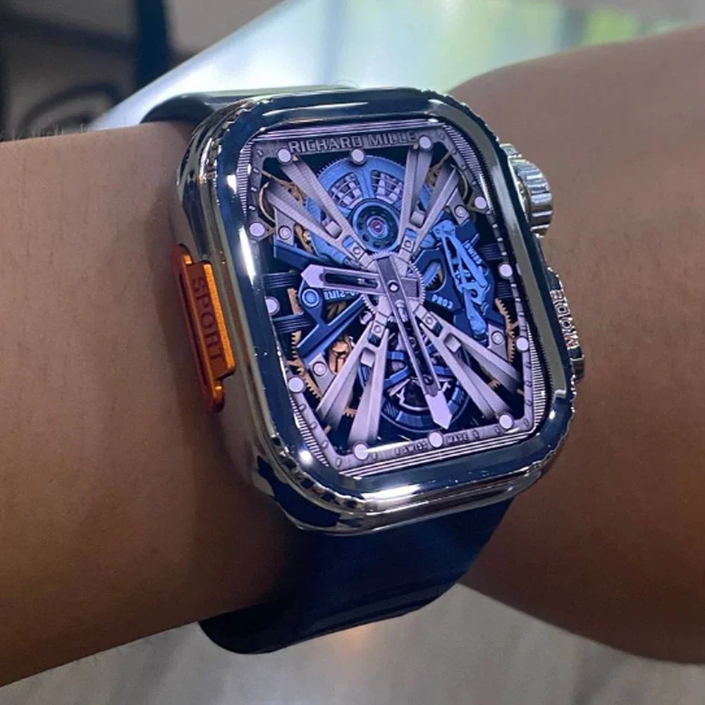 Metal Cover For Apple Watch Ultra 2 49mm 45mm Case Frame Protective Bumper iWatch Series 9 8 7 6 5 SE 44MM Bezel Change To Ultra