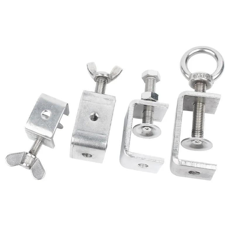 20~130mm 304 Stainless Steel / Zinc Plated Tiger Clamp C-clamp Steel Pipe Square Clamps Multi-function Hardware Fastener