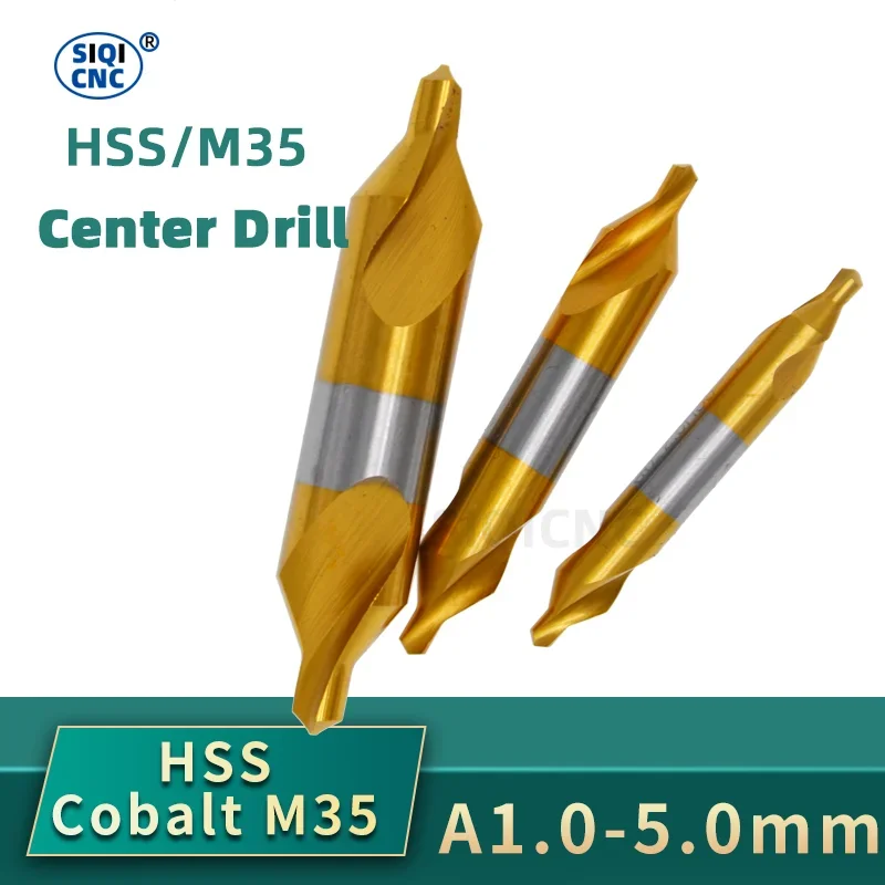 HSS 결합 센터 드릴, Ti 코팅 60 도 카운터 싱크 앵글 비트 세트, 금속 센터링 드릴 비트 선반, W6542 M35, 1.0-5mm, 6 개