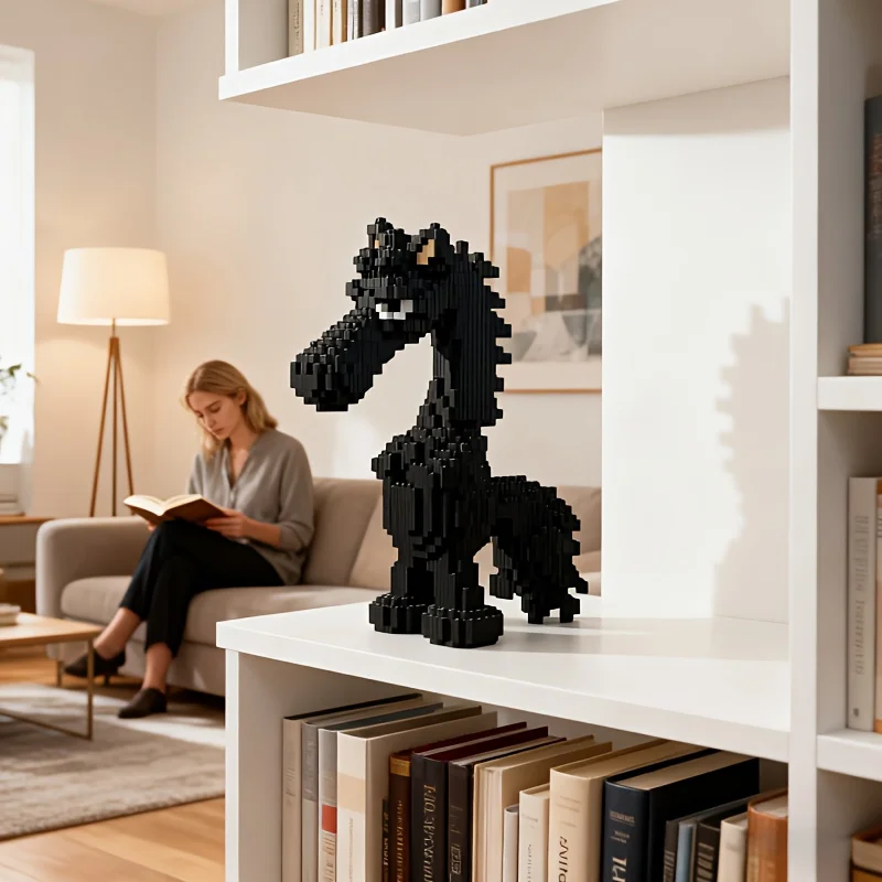 35CM 말 블록 조립식 추상 3D DIY 조립 모델 파티 장식 휴일 선물 우정 선물 창의적인 블록
