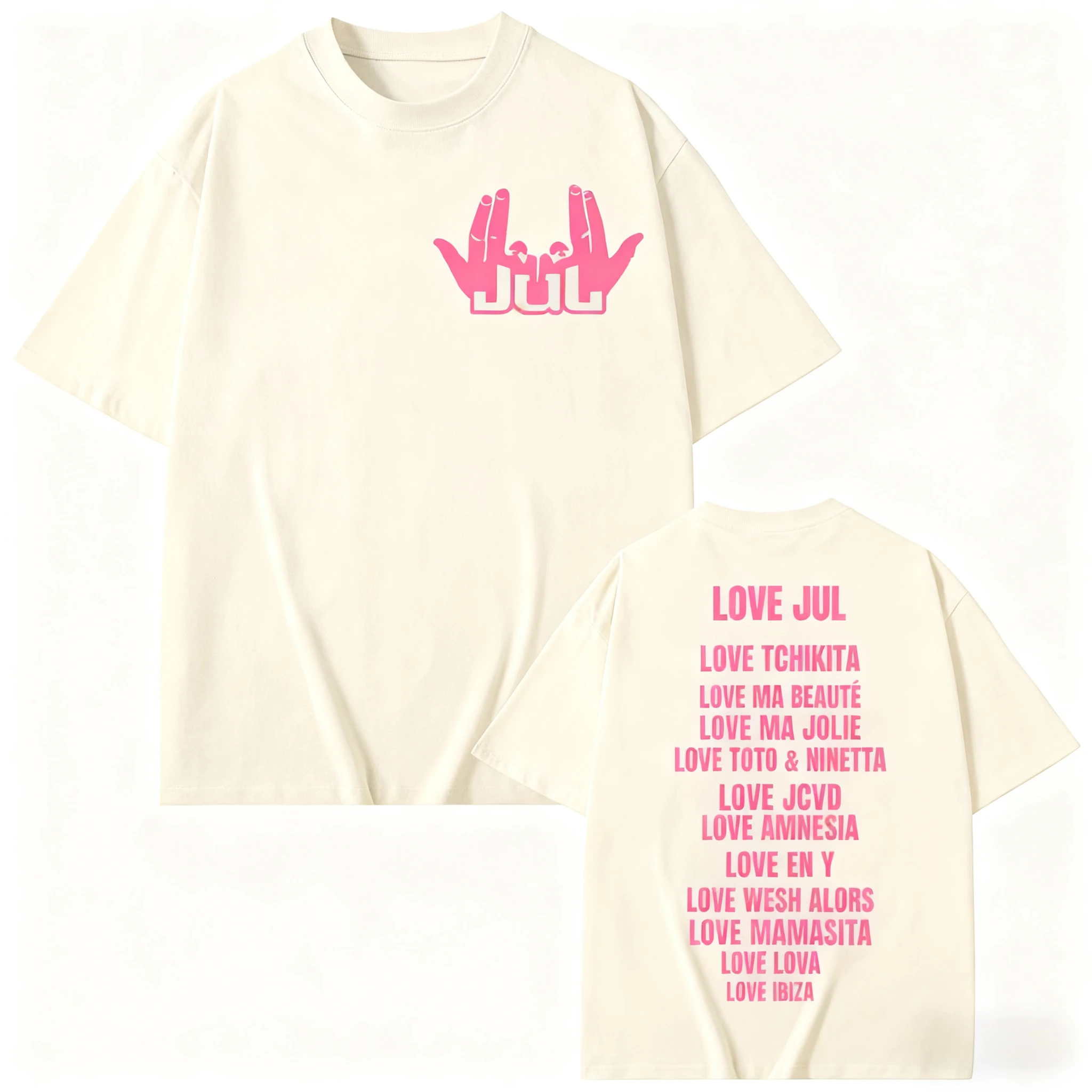 فرنسا مغني الراب يوليو ميرش تي شيرت Harajuku الهيب هوب موسيقى البوب تيز قصيرة الأكمام تي شيرت الرجال النساء موضة عادية O طوق تي شيرت #5