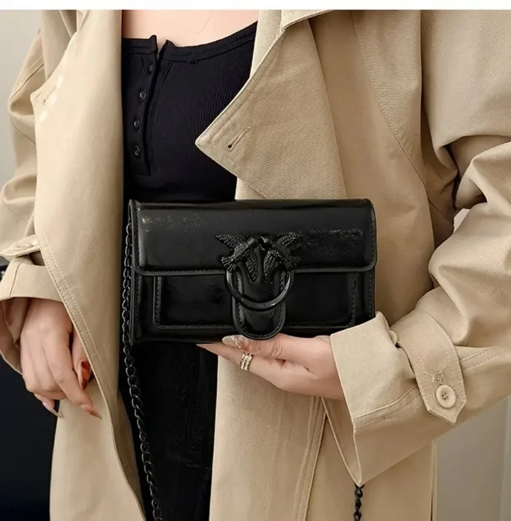 2026 Ölwachs-Leder Umhängetasche mit Kette - Luxuriöser Schlanker Quadratischer Stil für Smartphones und Abendveranstaltungen – Detail 26
