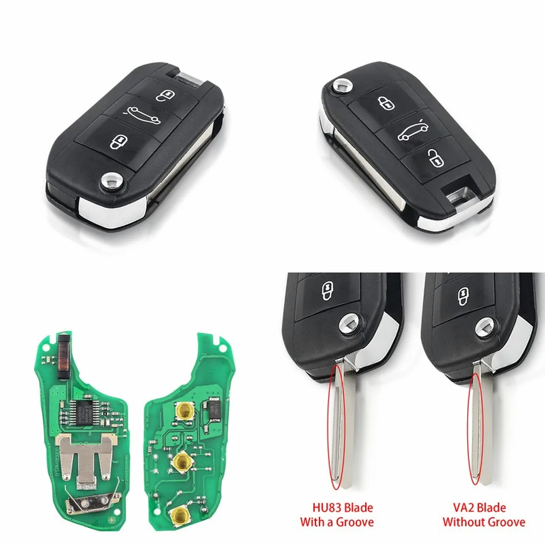 Car Remote Control Key For Peugeot 208 2008 301 308 508 5008 Citroen C-Elysee C4-Cactus 434MHz ID46 PCF7941 Chip