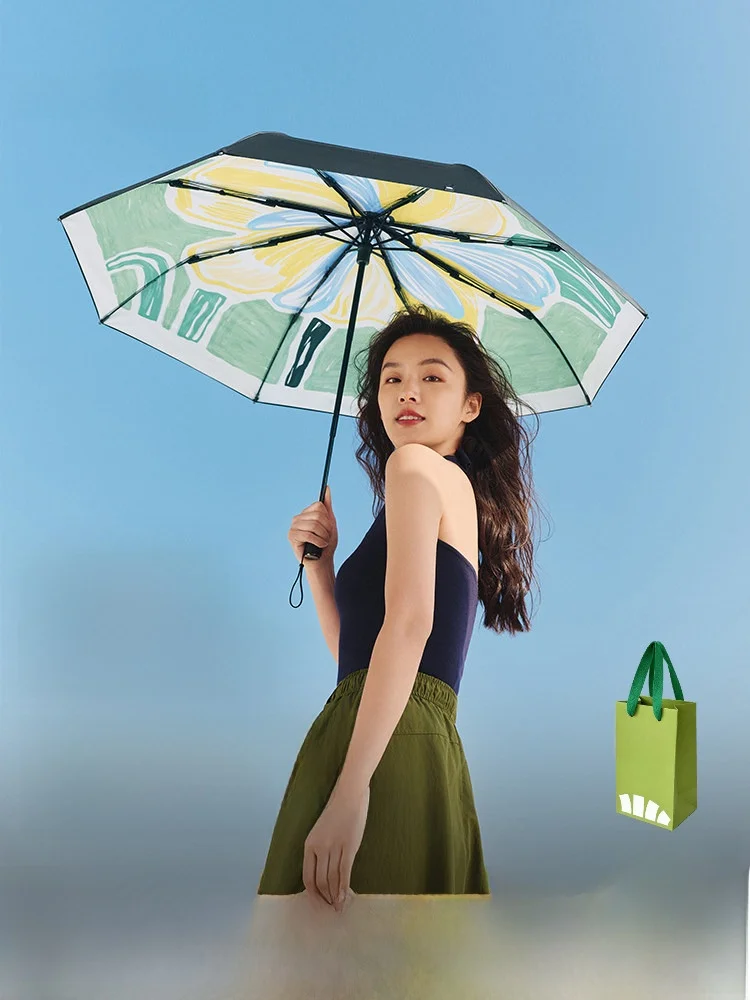 

Зонт от солнца с двойным слоем защиты от УФ-лучей, с большим цветочным узором из листьев банана, модель BM398, черный, с большим покрытием, для женщин, с защитой от УФ-излучения.