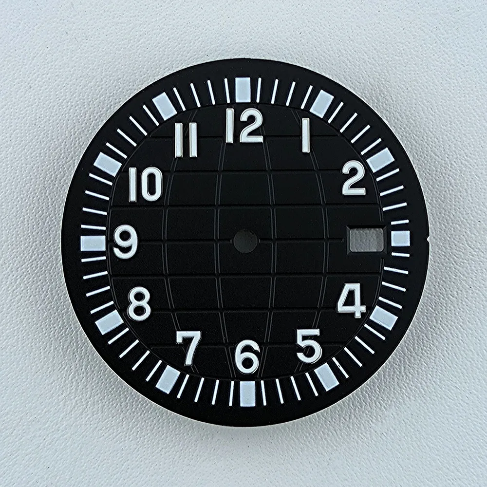 NH35 다이얼 32mm 시계 다이얼 맞춤형 로고 다이얼 NH35 NH36 무브먼트 시계 액세서리 용 녹색 발광 다이얼