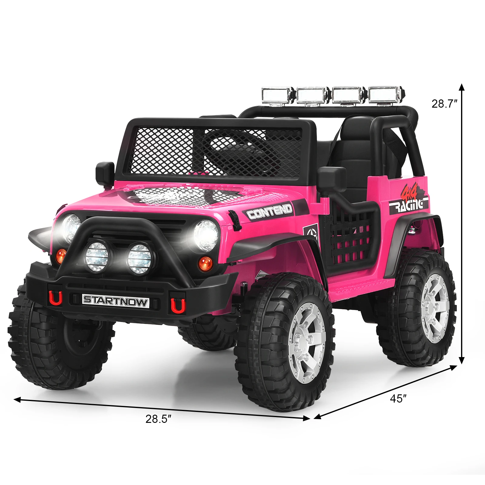 Camion télécommandé pour enfants, voiture électrique avec lumières et musique, rose, 12V