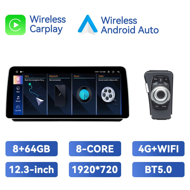 12.3INCH Draadloze Carplay Auto Multimedia Speler Voor BMW E90 E91 E92 E93 2005-2012 Android 14 GPS 4G Wifi DSP 8Core IPS Stereo